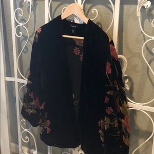 Torrid black velvet jacket with sheer accents